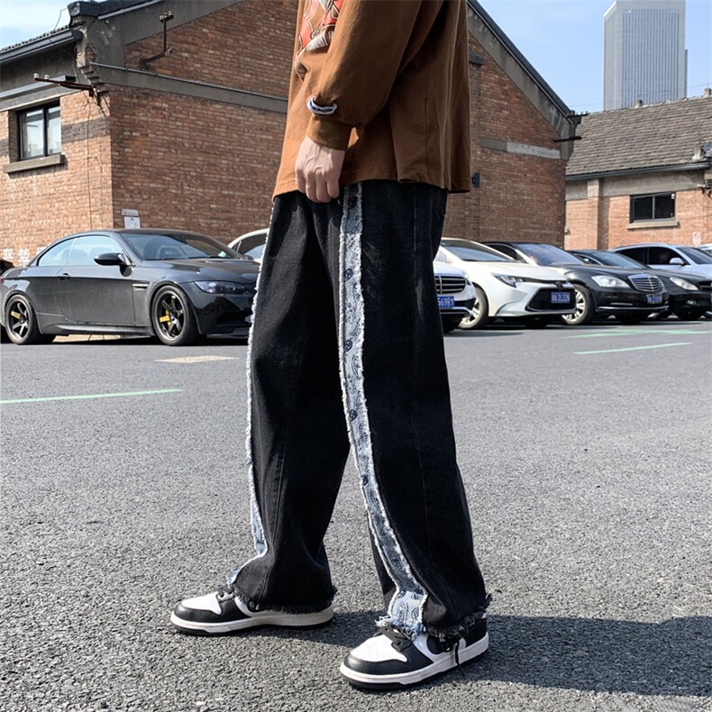 美式潮流男女主推宽松直筒拖地牛仔裤C534*P55控68,男装休闲裤,星座227-2