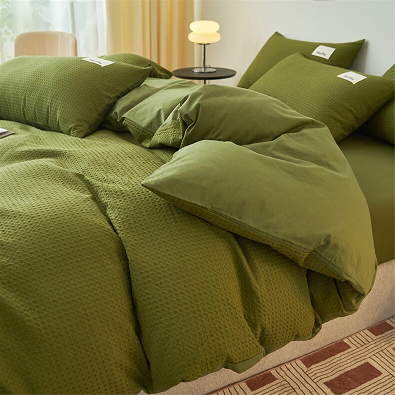 新款A类40S全棉纯棉华夫格四件套，床单，一起卖家纺