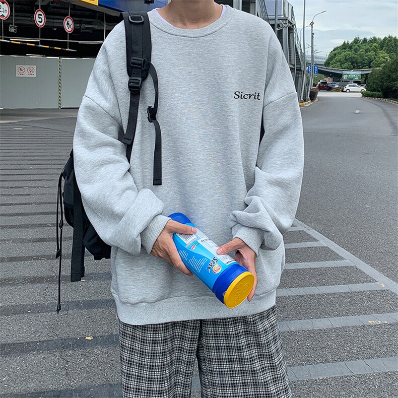 S6098-P35 春季圆领卫衣男大码韩版宽松长袖外套男图片