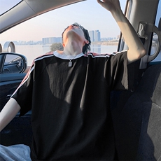 抖音得物高品质二开240克宽松纯棉美式撞色织带短袖T恤SH2518，男装T恤，电商A486