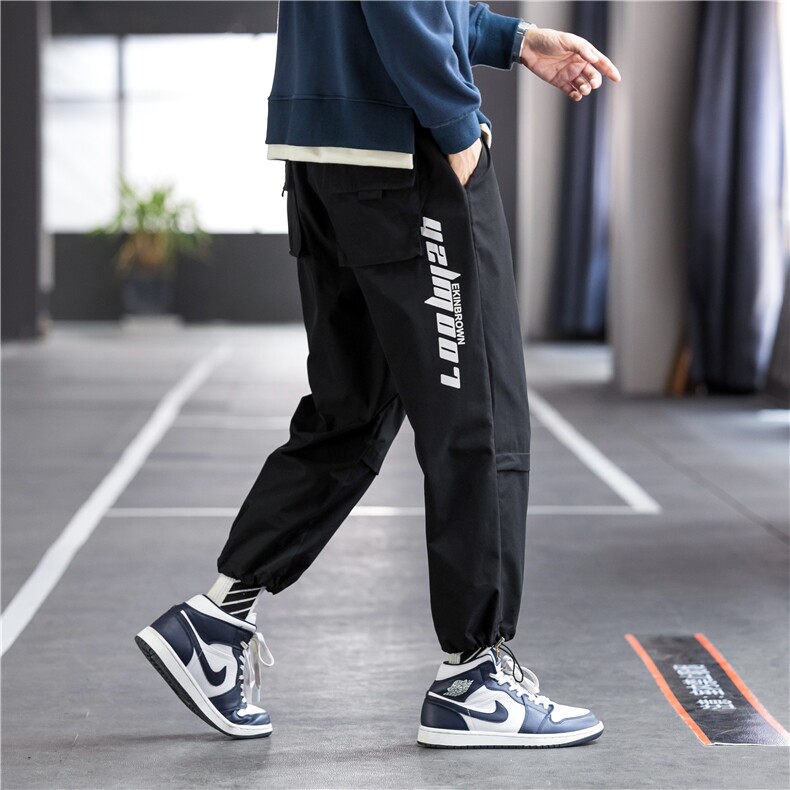 日系宽松运动裤束脚裤大码M-5XL潮裤子休闲裤男九分裤7191P40，女装休闲裤，星座227-7