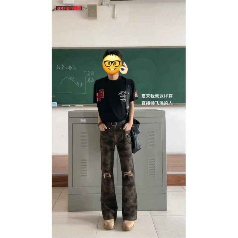 BK413HH-特P37 美式复古重工刺绣短袖T恤男女夏季潮牌图片