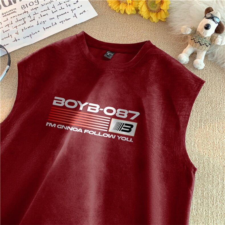 可设48小时发货支持抖音得物来样二开240克重磅美式麂皮绒背心t恤，男装背心/马甲，电商A486