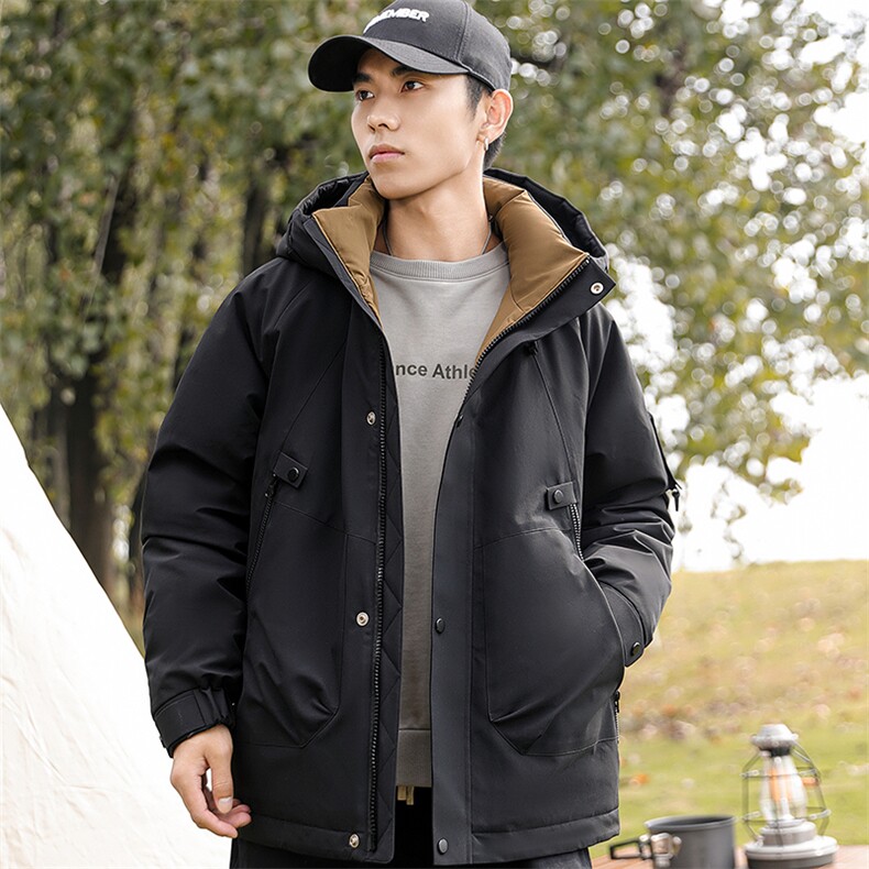 情侣冬款羽绒服男户外冲锋衣连帽男女同款冬加厚外套潮8973-P200,男装羽绒服,星座613B