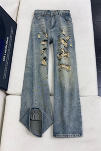 B221 美式ins高街暗黑宽松直筒破洞牛仔裤 LK25504-特P45控78图片