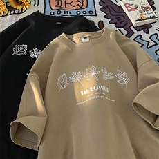 供抖音主推纯棉印花日系复古潮流宽松T恤X416B-1-DT895-P25限39，男装T恤，星座416B-1