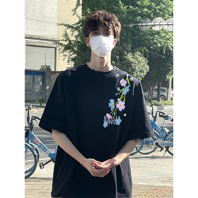 万针全刺绣解构设计260克重磅双纱纯棉高品质美式高街短袖T恤特39,男装T恤,电商A486