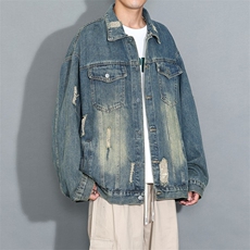 现货得物二开数据款男士做旧破洞牛仔外套男夹克JK3905-P68，男装夹克，星座912-1（原星座914-5）