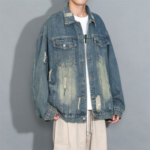 现货得物二开数据款男士做旧破洞牛仔外套男夹克JK3905-P68图片