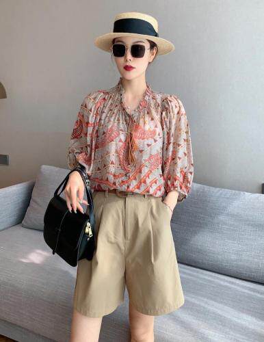 【夏季新款】印花上衣西装短裤两件套，女装西装，笑思源