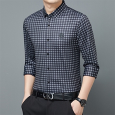H689钱塘2020-3秋季新款时尚休闲格子中青年男士长袖衬衣P77，男装衬衫，钱塘207-3