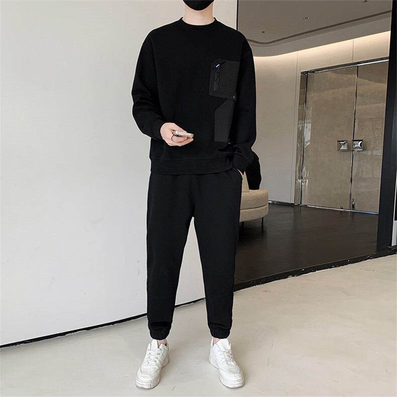 M-8XL超大码男士休闲运动圆领拼接卫衣套装大码元138,男装休闲套装,星座209
