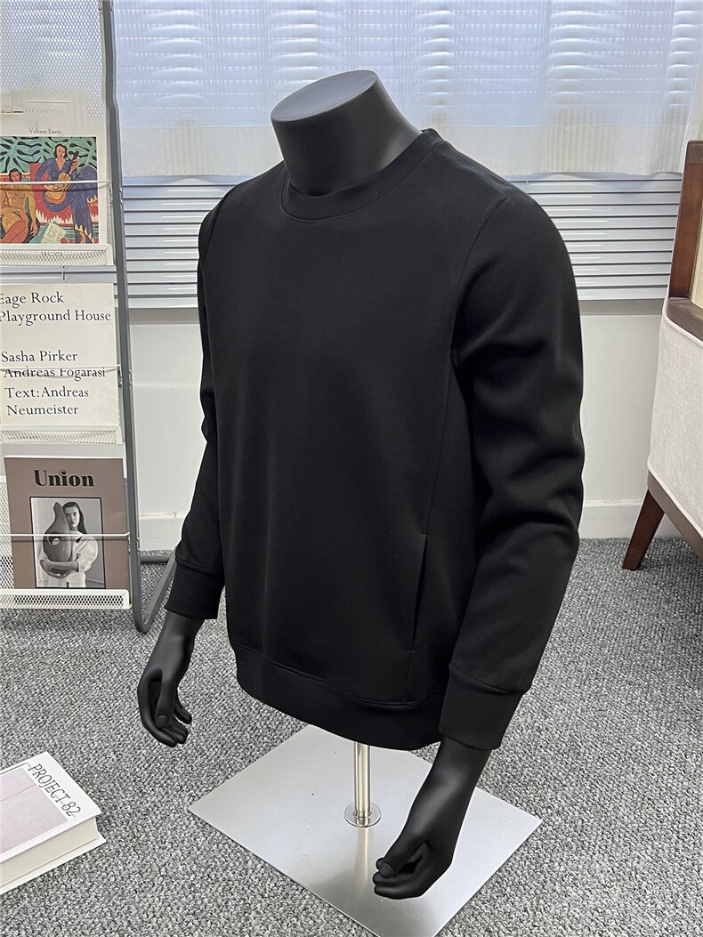 假模圆领无帽卫衣男秋季2025新款宽松长袖男A436-5113-P55,男装卫衣,电商A436
