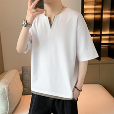 短袖男体恤店主风夏季休闲百搭纯色V领T恤男上衣TC3134-P30控50，男装T恤，星座717