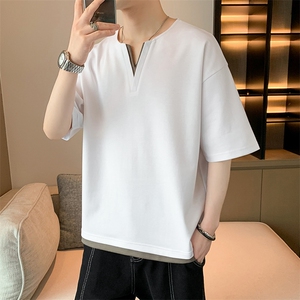 短袖男体恤店主风夏季休闲百搭纯色V领T恤男上衣TC3134-P30控50