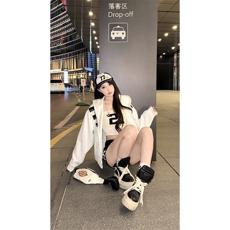高品质春装新款美式高街潮牌解构设计休闲连帽卫衣男女慵懒风外套,女装短外套,电商A486