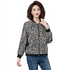 2021春季新款时尚豹纹印花棒球服外套，女装短外套，余墨