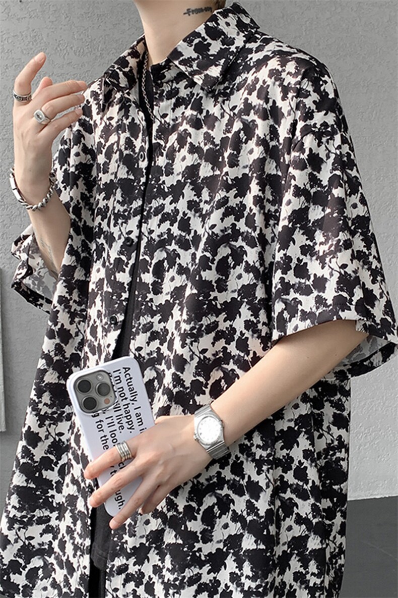8XL-M花衬衫男短袖夏季薄款冰丝半袖宽松大码休闲外套DC28008P38,男装T恤,电商B312