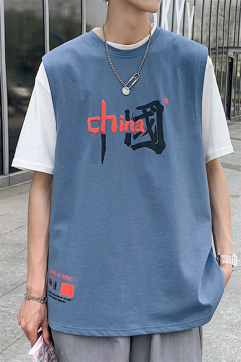 夏季港风宽松青少年休闲背心TC1108-P25,男装T恤,星座717