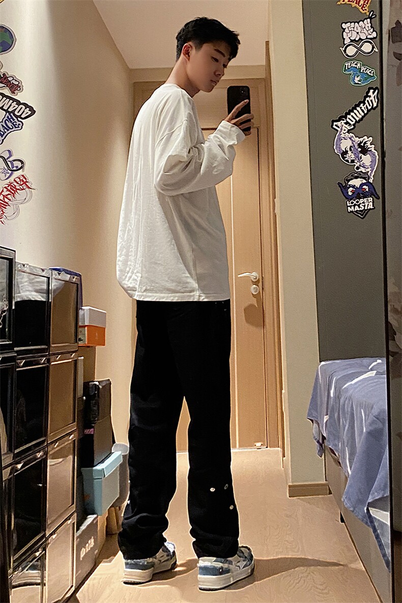 B221美式ins高街暗黑小众个性铆钉小脚牛仔裤LK23142-P65控88,男装牛仔裤,电商B221