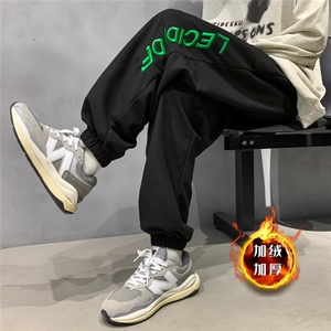加绒加厚潮时尚潮牌潮流新款男宽松型运动裤JQ91加绒P38常规32图片