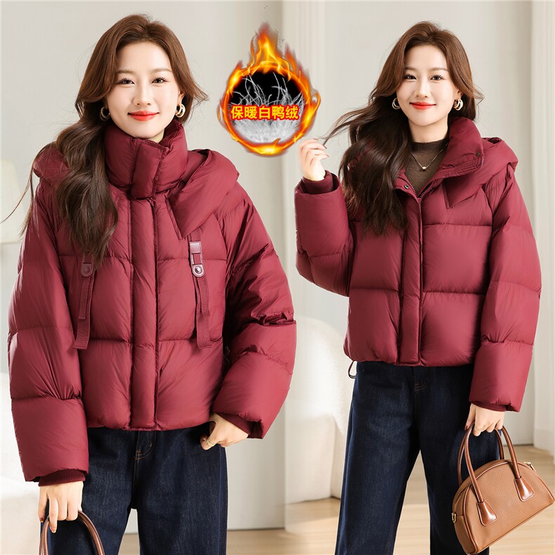 （有检）羽绒服女冬季加厚保暖连帽防风纯色百搭图片