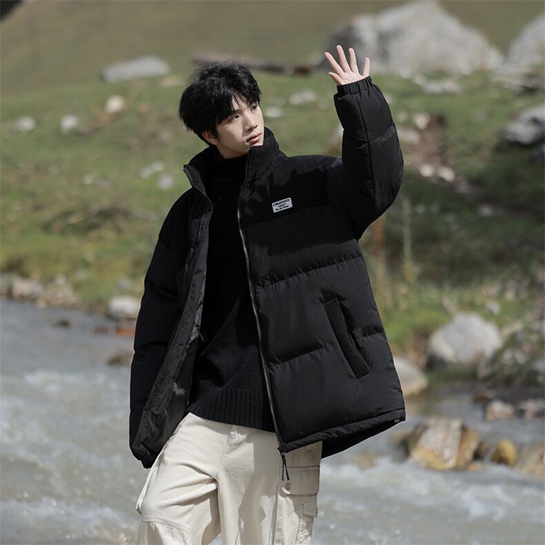 冬季青少年灯芯绒立领拼接外套休闲百搭面包服棉服5302-P78,男装棉衣,电商B306