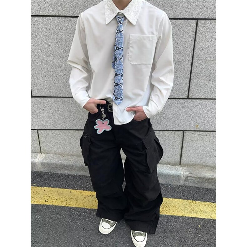 日系纯色打底衬衫男女高级感美式休闲叠穿内搭长袖衬衣上衣外套,男装衬衫,星座506A
