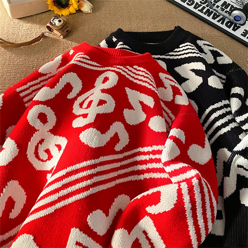 圣诞春节新年宽松情侣加厚套头红毛衣针织衫C408M7301P60,男装针织衫/毛衣,电商C408(原B339-1)