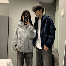 抖音得物高品质秋冬美式高街重磅结构辑明线纹理连帽卫衣外套W111，男装卫衣，电商A486