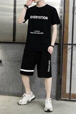 短裤男士2021新款夏装运动休闲宽松中裤韩版短袖t恤套装T722-P35，男装套装，星座1206（原A206）