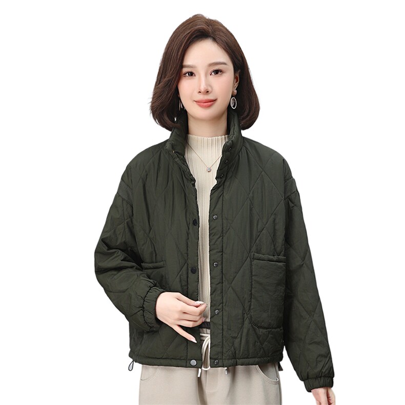 时尚立领拼接针织棉服宽松显瘦保暖外套,女装棉衣/棉服,叶笙衣