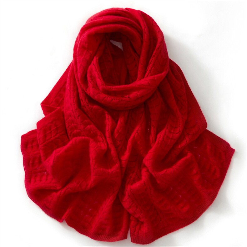 高端气质100%纯山羊绒围巾大披肩2025秋冬女百搭保暖针织镂空围脖，围巾，镁纯羊绒