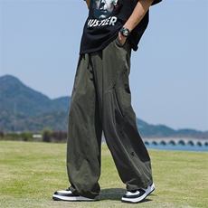 2024新款日系宽松工装裤夏季设计感阔腿百搭休闲裤现货K7810-P48，男装休闲裤，星座512-3