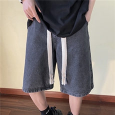 新款大粗抽绳港风夏季基础双色休闲牛仔五分裤K5036B315P45控55，男装牛仔裤，电商B315