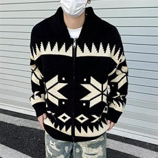 针织衫外套男士春秋季美式宽松开衫毛衣男生休闲翻领夹克M3304，男装针织衫/毛衣，星座1116A-1（原606A）