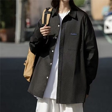 日系刺绣衬衫男女春秋宽松潮流cityboy长袖衬衣工装潮牌休闲外套，男装衬衫，星座1210-1