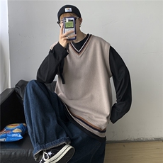 秋冬港风加厚针织衫V领毛衣马甲背心JKDK学院风制服男女W09/P55，男装针织衫/毛衣，钱塘713