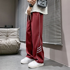 直播数据款春季新款撞色侧条纹伞兵裤宽松直筒休闲裤K503-P32，男装休闲裤，星座914-3