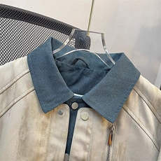 牛仔拼接假两件翻领外套男春秋新款潮流衬衫领夹克上衣GA287P104，男装夹克，星座1013-5