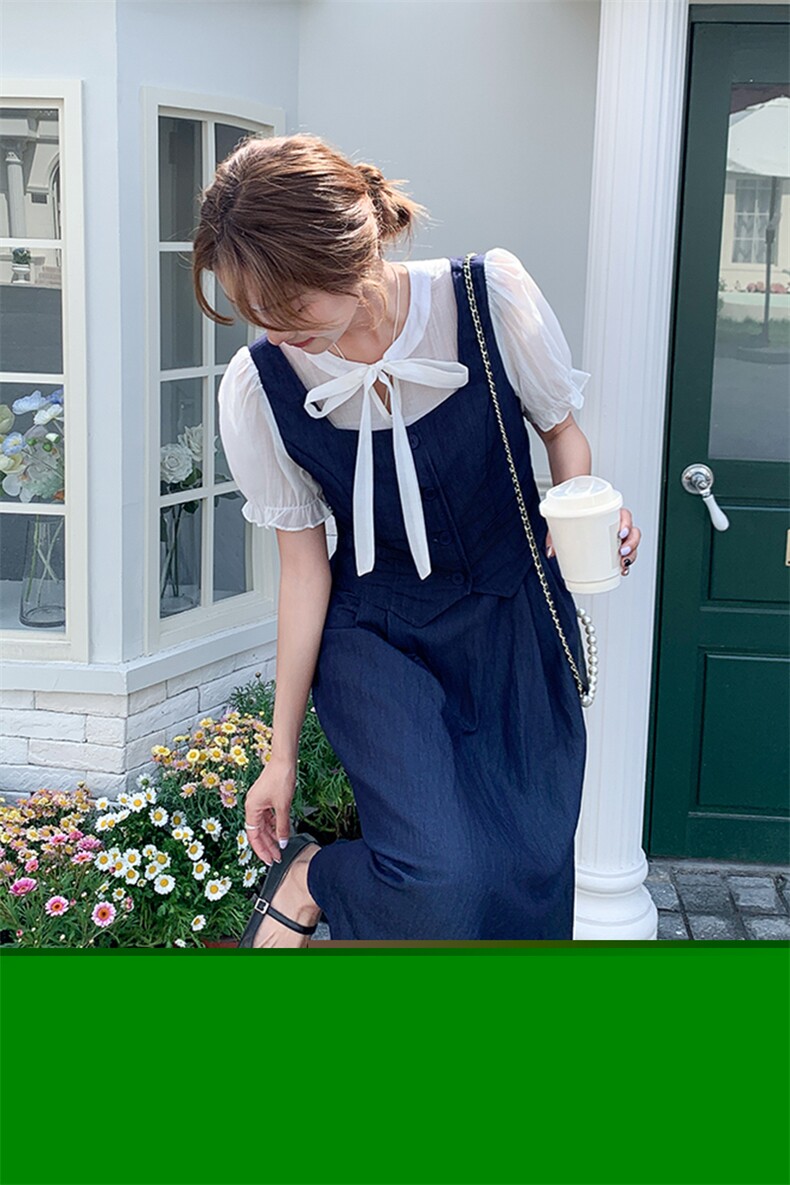夏季新品假三件蝴蝶结连衣裙2C2851817P145K218,女装连衣裙,2C285