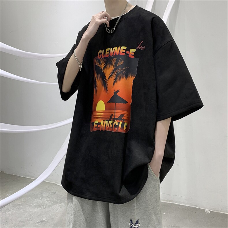 23夏抖音品质美式重磅短袖T恤麂皮TX2316万件现货差价大,男装T恤,电商B210