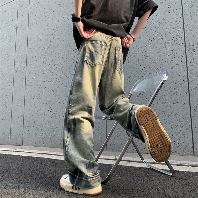 美式街头牛仔裤男直筒宽松欧美高街vibe风长裤子N0907-P50,男装牛仔裤,星座308B-2