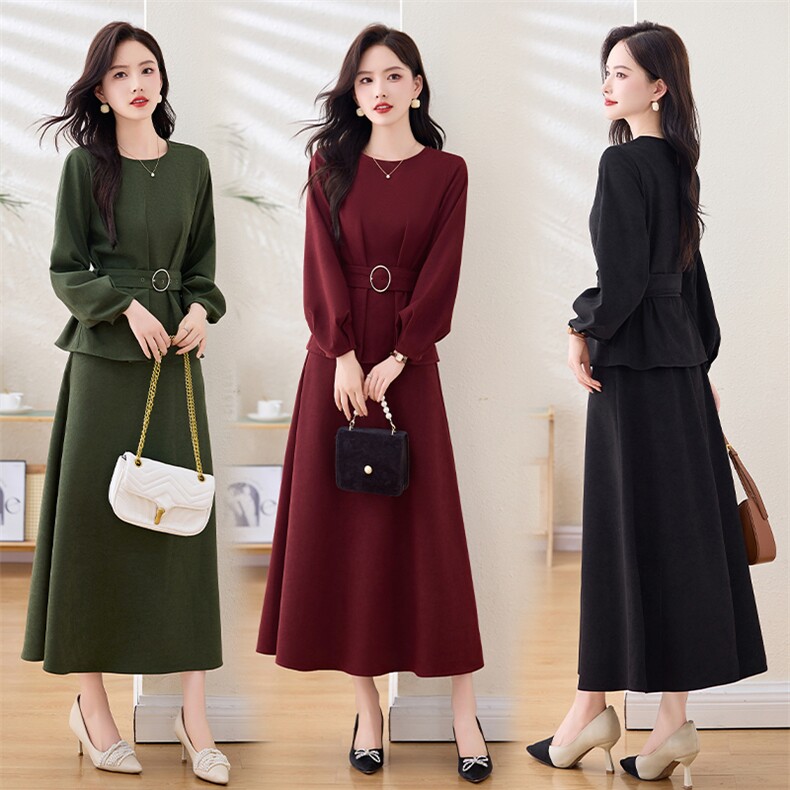 春装女款2025年新款韩系氛围感穿搭时尚气质太洋气高贵连衣裙，女装套装/套裙，关键词