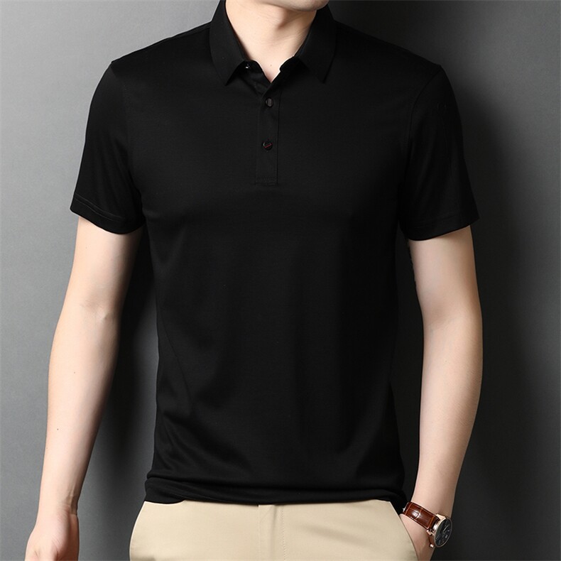 男士夏季纯色丝光棉短袖T恤简约休闲翻领POLO衫修身显瘦半袖P67,男装T恤,钱塘6003A(原)4033A