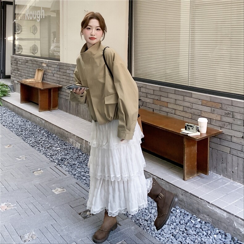 韩范简约短款风衣外套女2025秋季新款慵懒风宽松小个子百搭上衣潮图片