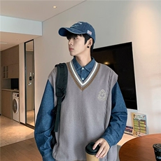 佐藤高校制服背心针织衫秋季新款大码学院风马甲毛衣，男装背心/马甲，星座1013