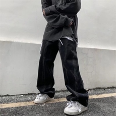 牛仔裤男直筒宽松潮牌阔腿休闲学生拖地百搭潮流高街长裤N032-P40，男装牛仔裤，星座1008