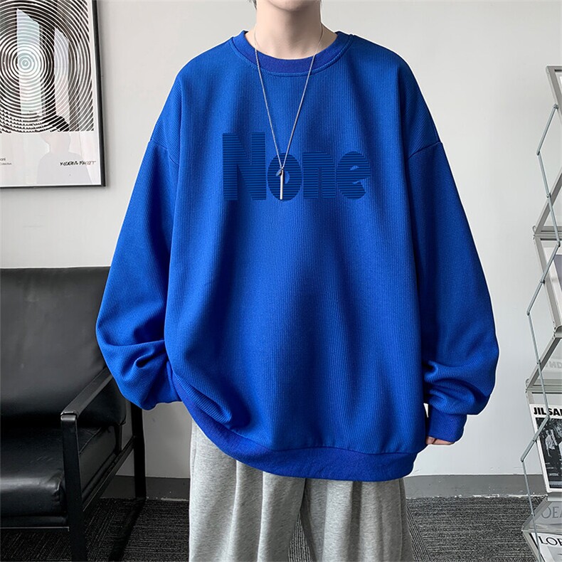 5XL华夫格卫衣男大码胖子圆领长袖t恤HW76424-P30,男装T恤,电商A040