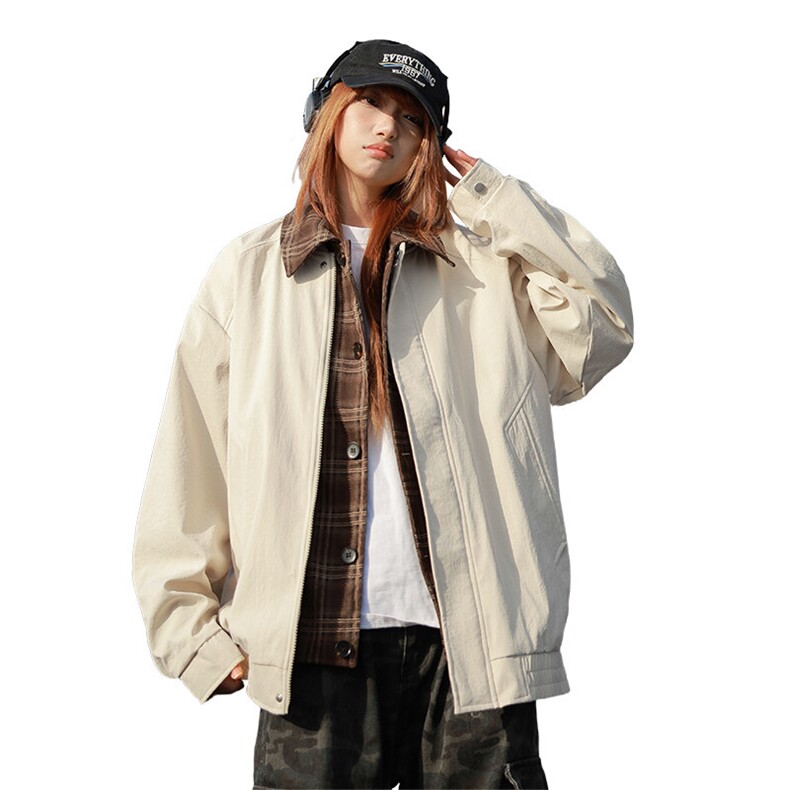 格子夹克男女春季假两件潮牌翻领棒球服大码外套A436-1802-P75,男装夹克,电商A436